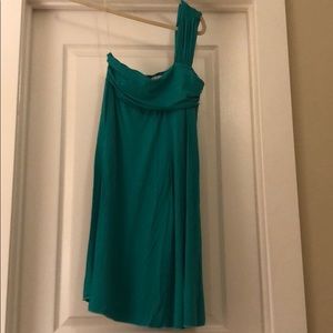 Teal one shoulder dress